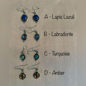 Set of 4 Gemstone Sterling Silver Earrings